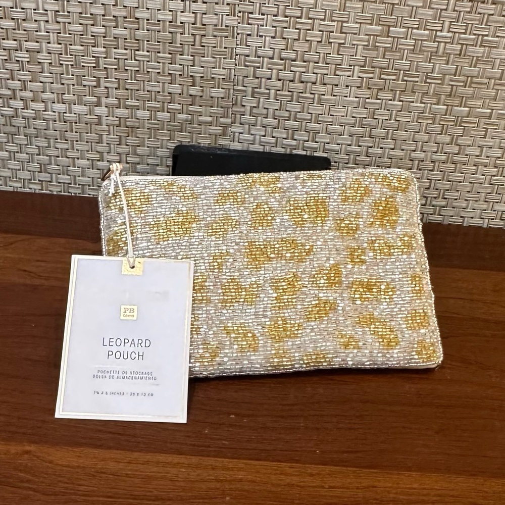 🌟2xHP🌟2019 Pottery Barn Teen Rachel Zoe Beaded Leopard Pouch
